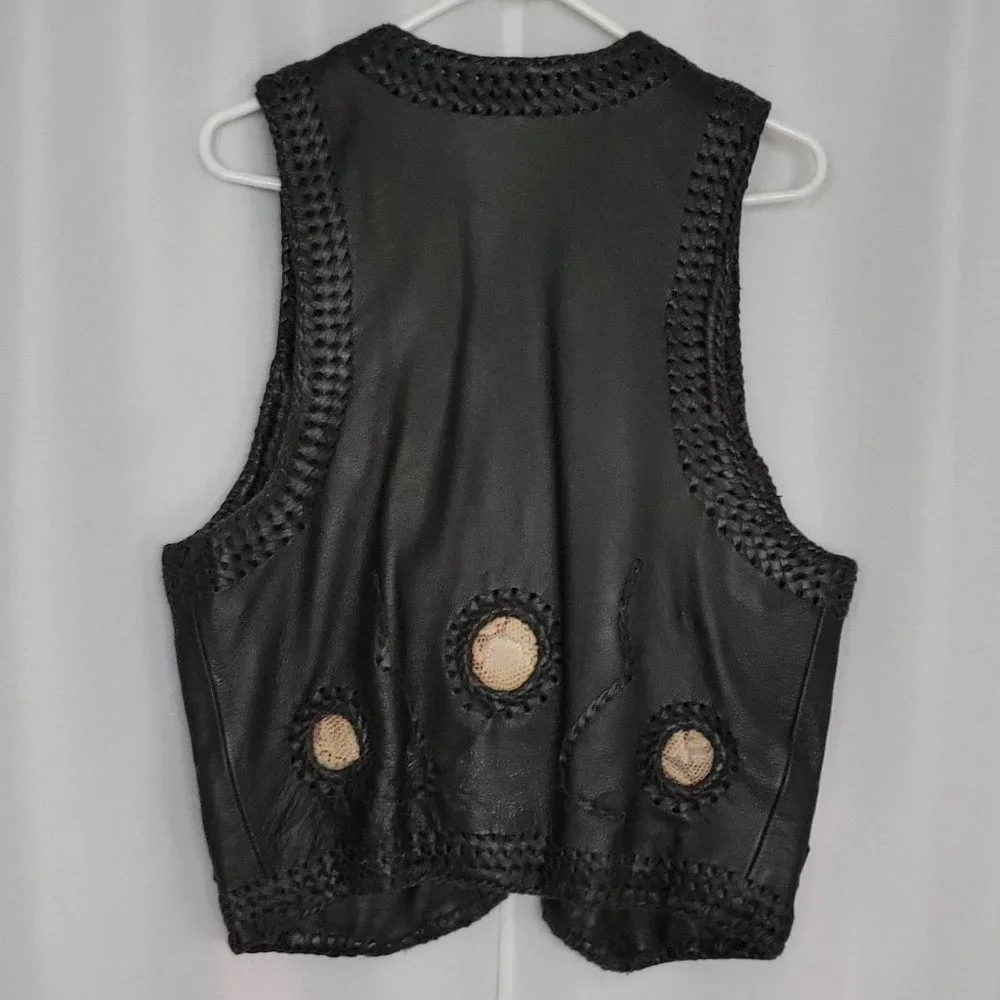 Men's Black leather vest